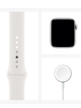 Apple Watch Series 5 GPS 44mm Silver Aluminum Case with White Sport Band (MWWC2CH/A) Серебристый/Белый