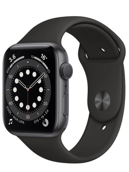Apple Watch Series 6 GPS 44mm Aluminum Case with Sport Band Space Grey/Black (серый космос/черный) M00H3