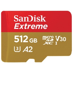 Карта памяти SanDisk Extreme microSDXC Class 10 UHS Class 3 V30 A2 160MB/s 512Gb + SD adapter