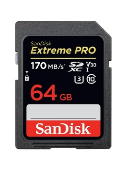 Карта памяти SanDisk Extreme Pro SDXC UHS Class 3 V30 170MB/s 64Gb
